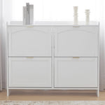 Shoe Cabinet 4 Drop-Down Compartments Open Shelves Entryway/Hallway, White