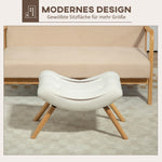 Modern Footstool, Upholstered with Wooden Legs, Cream White Fleece