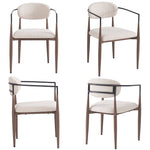 Dining Chair Set of 4 Modern Ergonomic Adjustable Legs - Linen Fabric