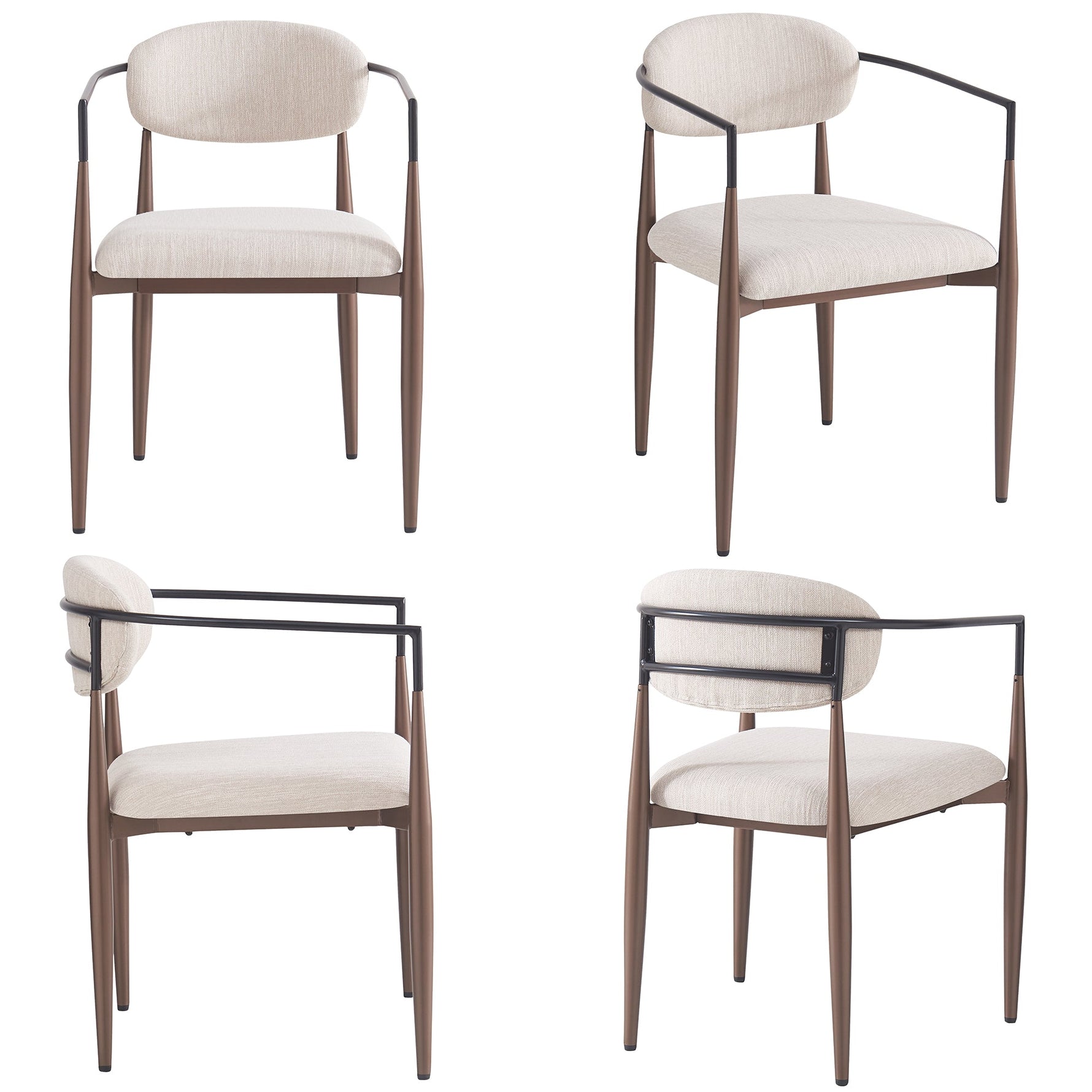 Dining Chair Set of 4 Modern Ergonomic Adjustable Legs - Linen Fabric