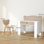 AIYAPLAY children's desk set with table top and drawer, bear shape, natural wood