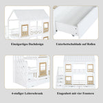 Bunk Bed Children's 90x200cm Safety Rail Storage Drawers Stairs, Pine+MDF White/Natural