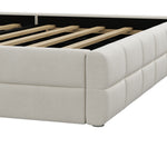 Upholstered Platform Bed Frame, 180x200 cm - Beige