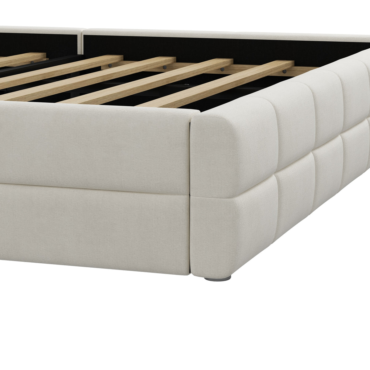 Upholstered Platform Bed Frame, 180x200 cm - Beige