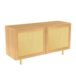 Modular Storage Cabinet Sideboard, 3-Door Rattan Rustic 180cm, Natural Wood Look