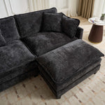 Cloud Sofa 3 Seater Modern Sectional Couch with Double Layer Upholstered Cushion, Black Chenille Fabric
