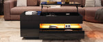 Coffee Table Liftable 95x50x34.5cm, LED, High-Gloss Black
