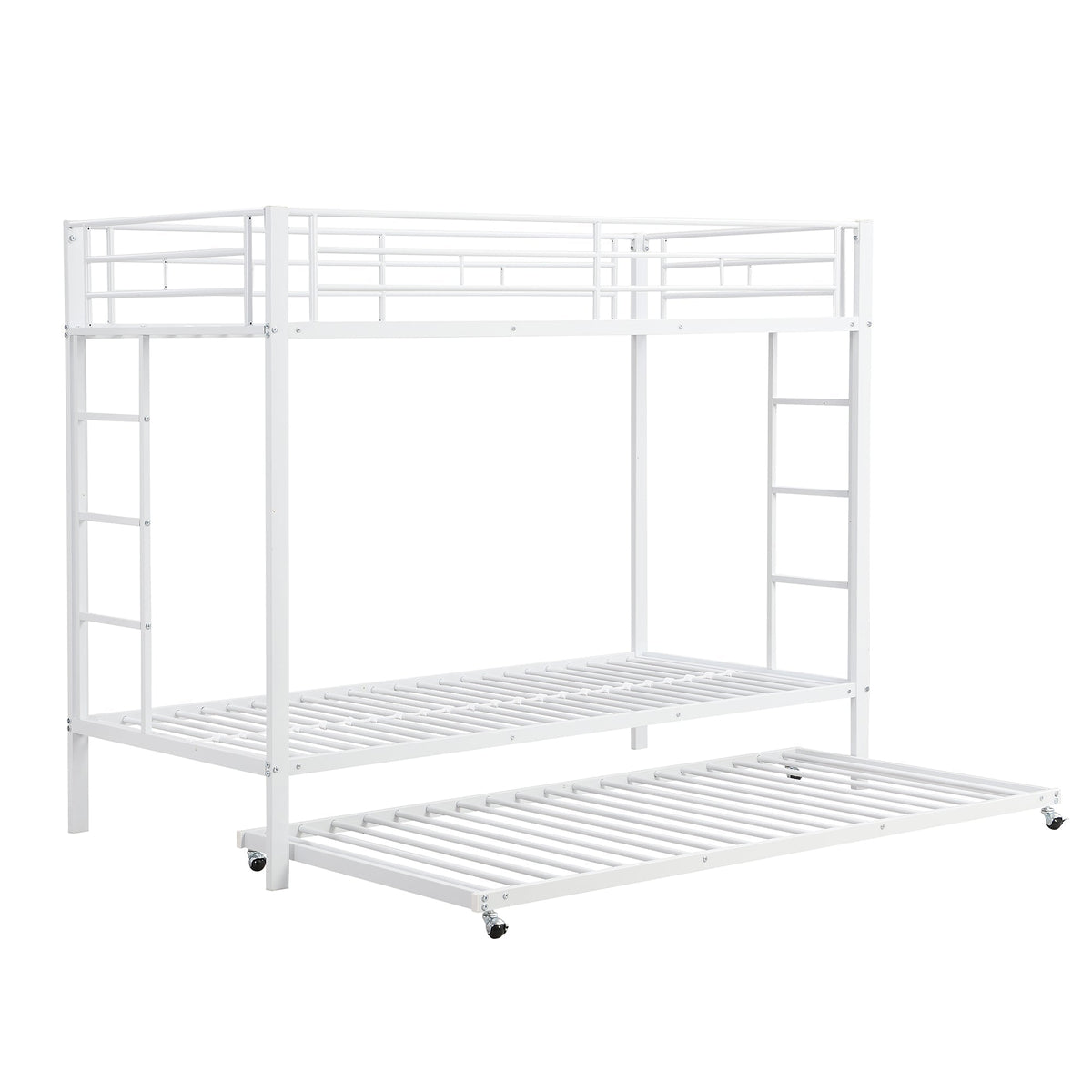 Bunk Bed 90x200cm Pull-out Bed High Railings - White