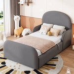 Children's Upholstered Bed 90x200 Hydraulic Storage, Grey Velvet