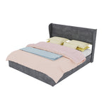 Modern Upholstered Bed with Gas Lift Storage, 160x200 cm - Grey