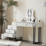 Dressing Table Set with 3-Color LED Mirror & Extendable Tabletop
