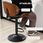 Bar Stools, Set of 2 Height-Adjustable Swivel with Footrests, Faux Leather Black