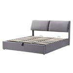 Upholstered Bed 180x200 with Hydraulic Storage, Grey Velvet
