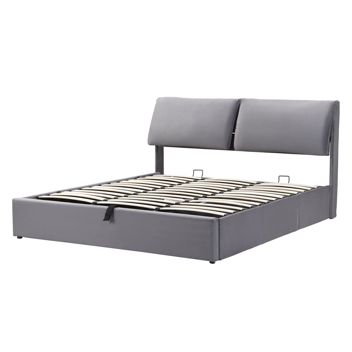 Upholstered Bed 180x200 with Hydraulic Storage, Grey Velvet