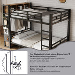 Bunk Bed 120x200 cm with Multifunctional Storage System, Black Metal