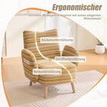 Armchair Modern Circular Pattern Side Pocket Solid Wood Legs - Fabric