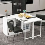 Bar Table, Extendable 360° Rotating with Storage & Glass Door, White