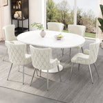 Dining Chair, Set of 4, Luxurious Lounge Chair with Silver Metal Legs, Beige Velvet