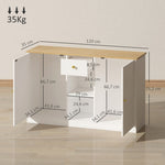 Sideboard Storage Cabinet with Drawer, 2 Doors, 2 Open Shelves, White