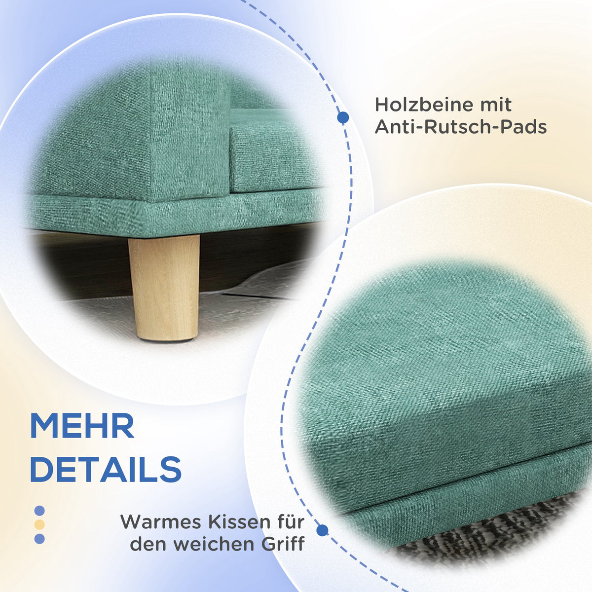 Dog Sofa - Pet Sofa with Cushion, Wooden Legs, Green