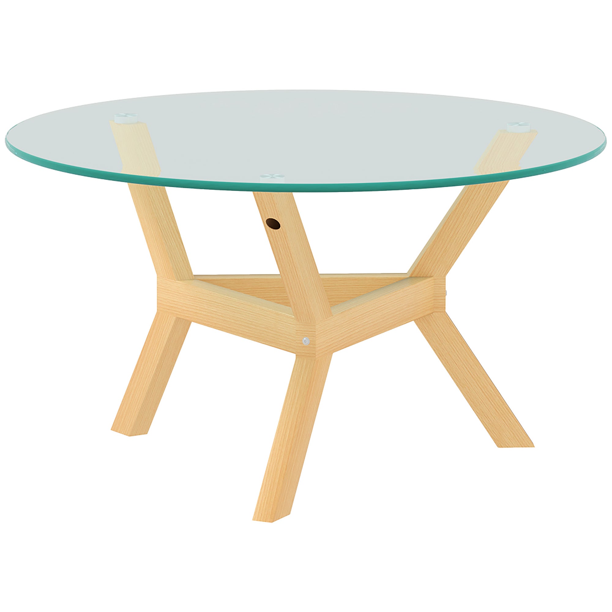Tempered Glass Coffee Table, Adjustable Foot Pads Steel Frame, Transparent