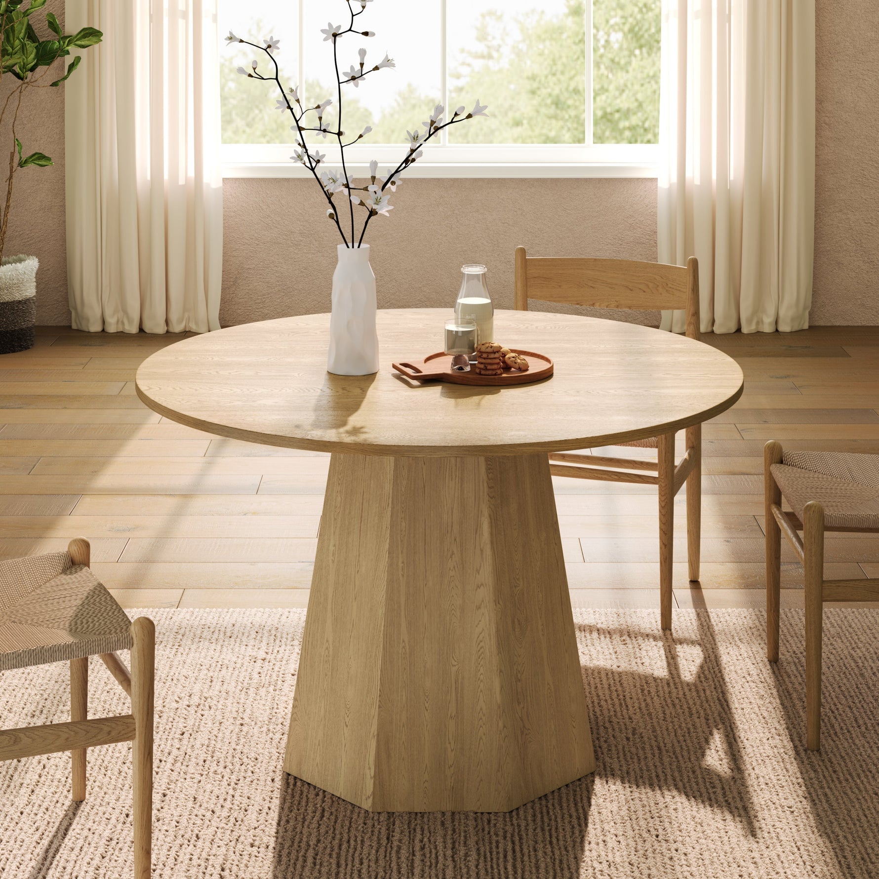 Round Dining Table 120x120cm 4-6 Seater Classic Scandinavian Style Oak