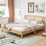 Double Rattan Bed 160x200cm, 15 Slats Pine + PE Rattan, Natural