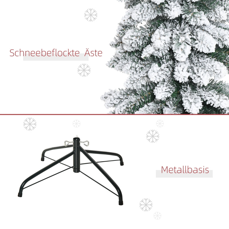 Artificial Christmas Tree, Slim Snow-Covered Fireproof, Green/White