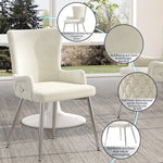 Velvet Dining Chair, Set of 6 Luxurious Lounge Chairs with Silver Metal Legs, Beige
