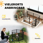 Puppy Playpen, 76cm High, 8-Piece with Door, Steel, Black