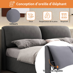 Upholstered Bed with Hydraulic Base, Three Drawers and Storage, 140x190cm, Gray Velvet