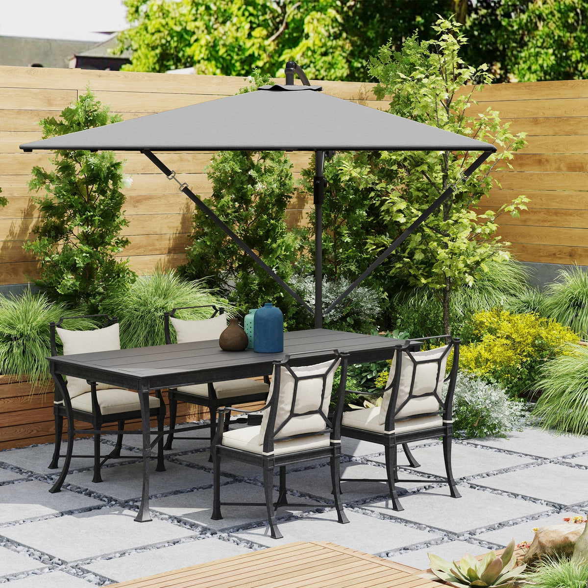Cantilever Parasol Ø260 cm UV 50+ Water-Repellent, Tiltable, Grey