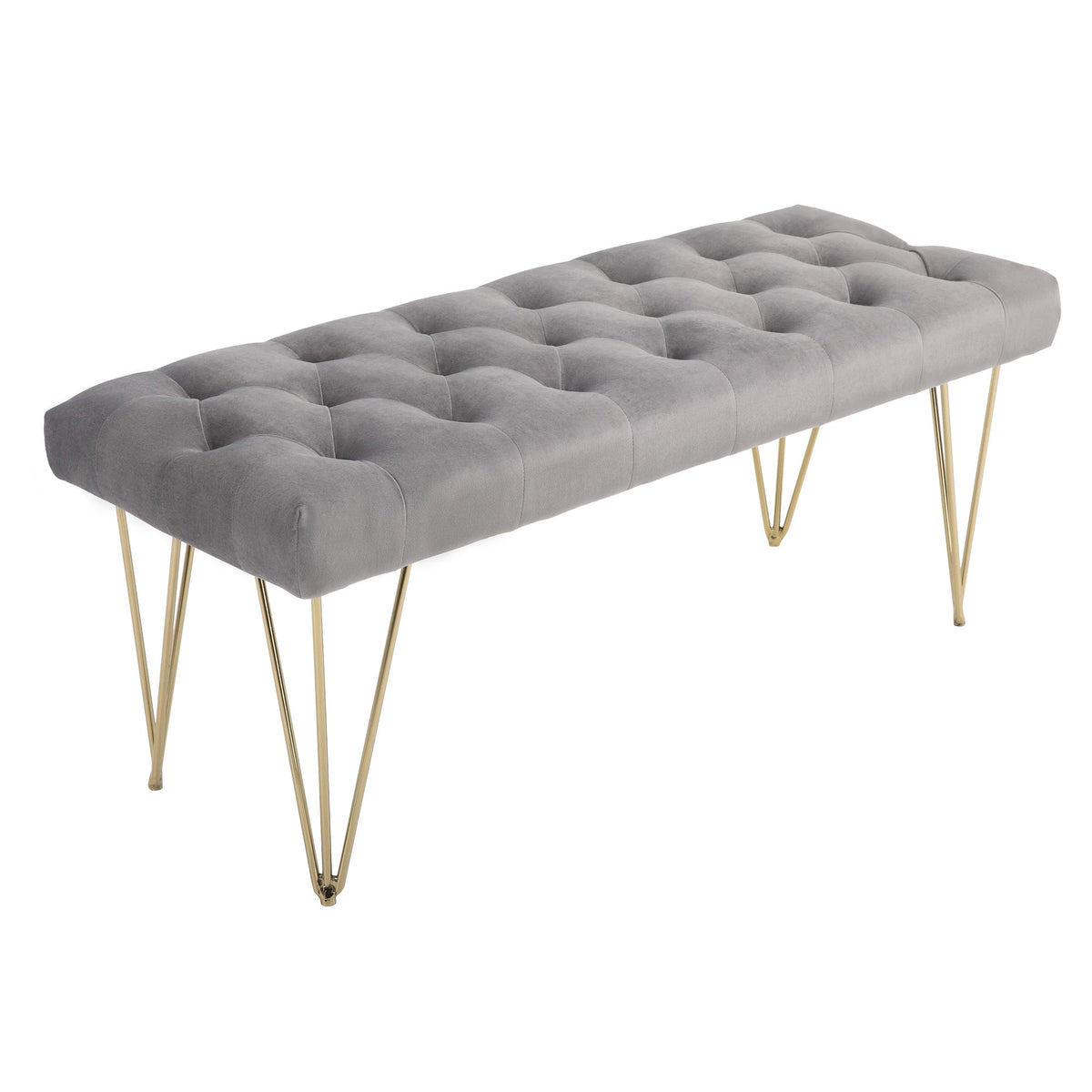 Shoe Bench, Velvet Cover, Entrance Area, Grey