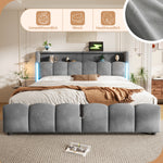 Upholstered Storage Bed 180x200 cm with LED in Velvet