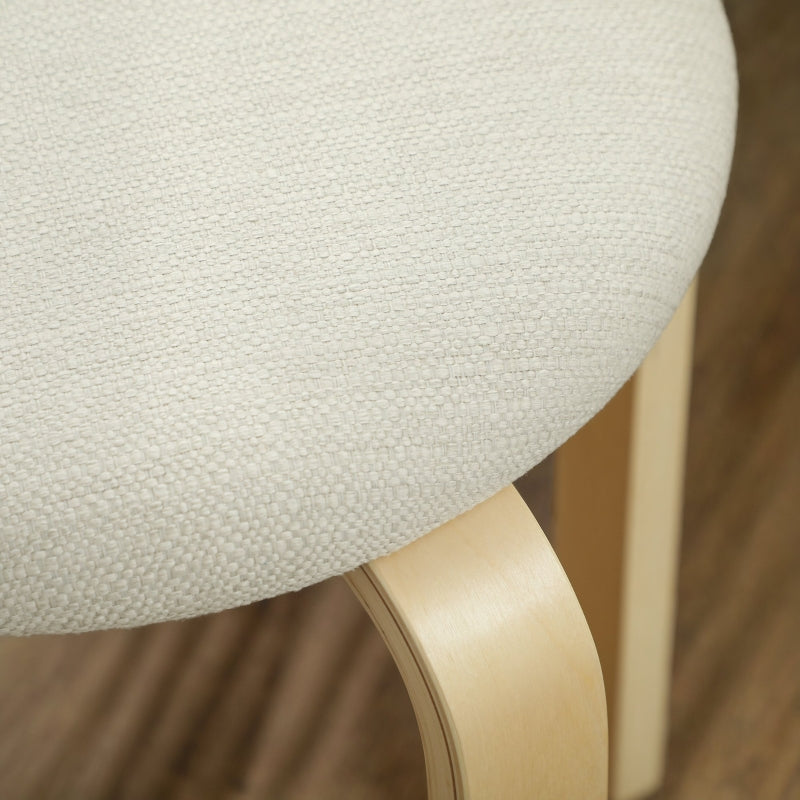 Dining Room Stools, Stackable Round Stools, Linen Look, Cream White