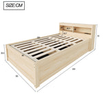 Sofa Bed 90x200cm with LED Light & Storage, Solid Wood