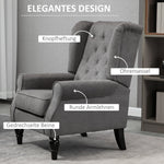 Single Armchair, Wingback Chair, Tufted, Dark Grey Polyester