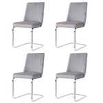 Velvet Dining Chair Set of 4 Diamond Back Luxurious Metal Legs Grey