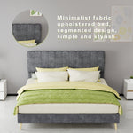 Upholstered Bed 160x200cm with Mattress & Headboard, Grey