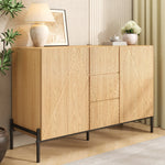 Modern Sideboard with Geometric Structure, Double Doors and Middle Drawer, Living/Dining Room Storage Cabinet