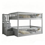 Bunk Bed 140x200 with Safety Stairs & Drawers, Grey Wood