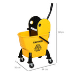 Cleaning Trolley with Bucket & Wringer, 26 Liters, Yellow