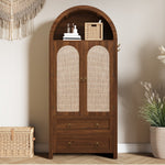 Sideboard Wickerwork Arch Style Double Drawers Storage Vintage