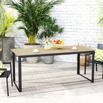 Metal Garden Table, Weatherproof Slatted Design for 6 People, Black