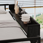 Iron Loft Bed with Desk, Storage and Wardrobe, Black Iron and MDF, 140x200cm