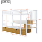 Iron Loft Bed with Padded PU Backrest and Hydraulic Function, 90x200cm, White