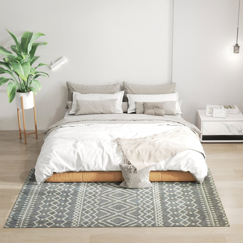 Rug Flat Weave Washable Anti-Slip Boho, Grey