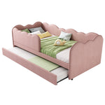 Upholstered Daybed Sofa Bed 90x190cm Pull-out Slatted Base, Pink Velvet