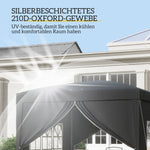 Gazebo 3x3m, Water-Repellent Pop-Up Folding, Black