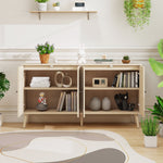 Sideboard 4 Doors Unique Wave Pattern 150x40x80cm - Wood Look